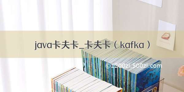 java卡夫卡_卡夫卡（kafka）