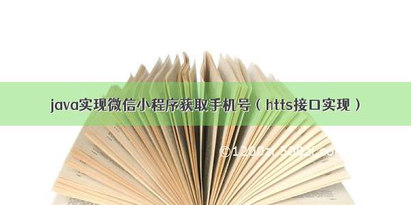 java实现微信小程序获取手机号（htts接口实现）