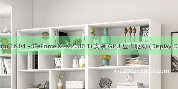 Ubuntu 16.04 - GeForce RTX 2080 Ti 安装 GPU 显卡驱动 (Display Driver)