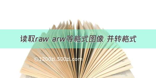 读取raw arw等格式图像 并转格式