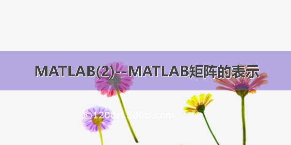 MATLAB(2)--MATLAB矩阵的表示