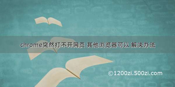 chrome突然打不开网页 其他浏览器可以 解决办法