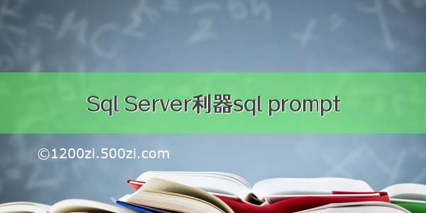 Sql Server利器sql prompt