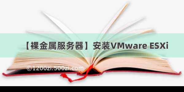 【裸金属服务器】安装VMware ESXi