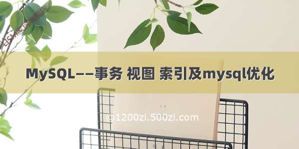 MySQL——事务 视图 索引及mysql优化