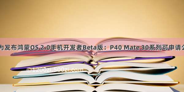 华为发布鸿蒙OS 2.0手机开发者Beta版：P40 Mate 30系列可申请公测