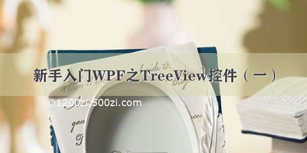 新手入门WPF之TreeView控件（一）