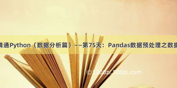 100天精通Python（数据分析篇）——第75天：Pandas数据预处理之数据标准化