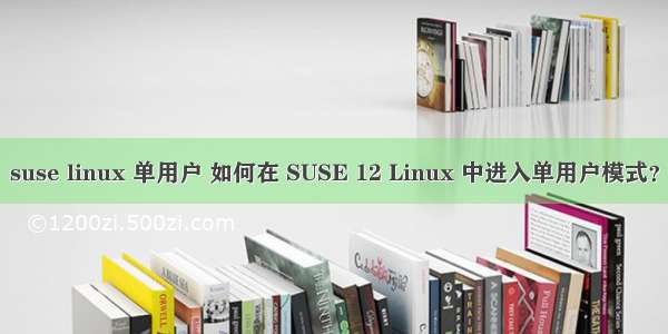 suse linux 单用户 如何在 SUSE 12 Linux 中进入单用户模式？