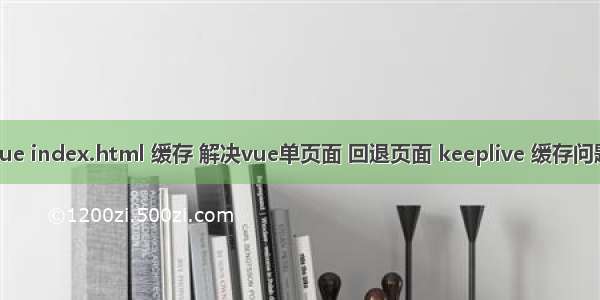 vue index.html 缓存 解决vue单页面 回退页面 keeplive 缓存问题