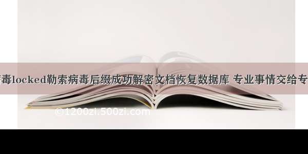 勒索病毒locked勒索病毒后缀成功解密文档恢复数据库 专业事情交给专业的人