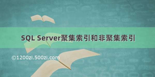 SQL Server聚集索引和非聚集索引