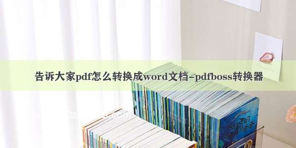 告诉大家pdf怎么转换成word文档-pdfboss转换器