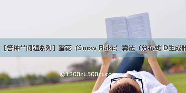 【各种**问题系列】雪花（Snow Flake）算法（分布式ID生成器）