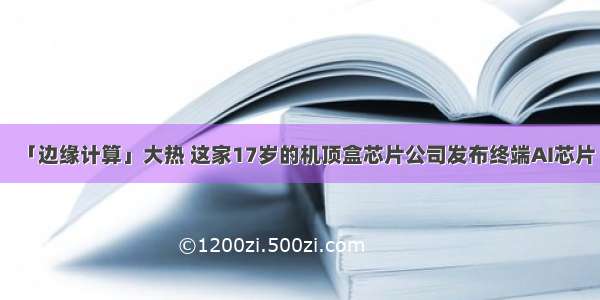 「边缘计算」大热 这家17岁的机顶盒芯片公司发布终端AI芯片