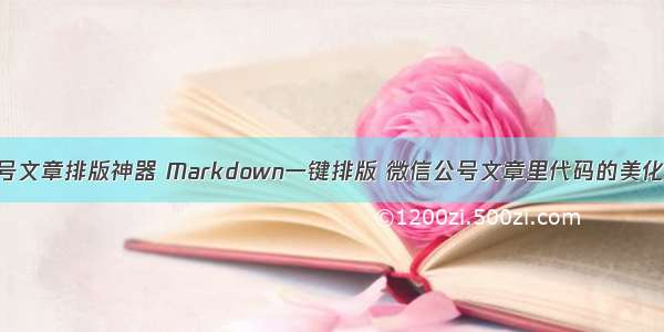 公众号文章排版神器 Markdown一键排版 微信公号文章里代码的美化排版