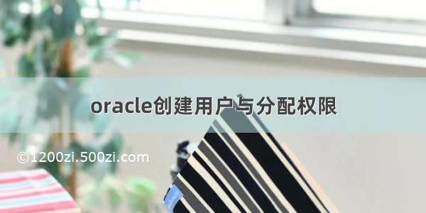 oracle创建用户与分配权限