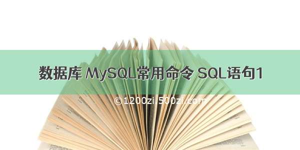 数据库 MySQL常用命令 SQL语句1