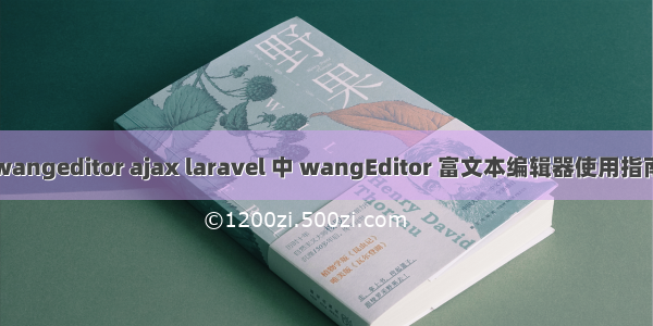 wangeditor ajax laravel 中 wangEditor 富文本编辑器使用指南