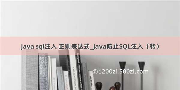 java sql注入 正则表达式_Java防止SQL注入（转）