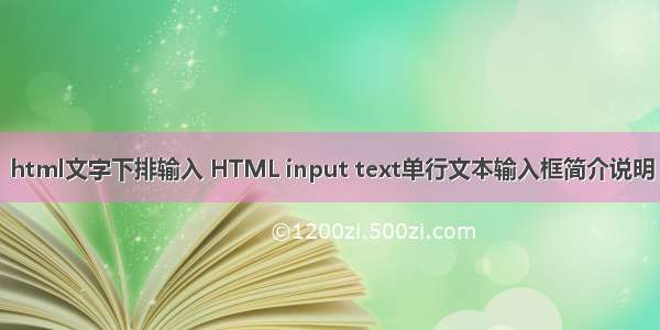 html文字下排输入 HTML input text单行文本输入框简介说明