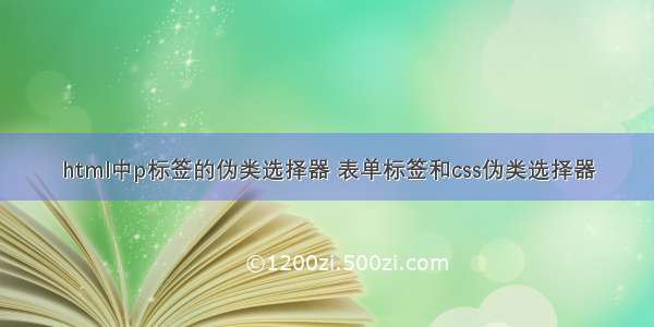 html中p标签的伪类选择器 表单标签和css伪类选择器