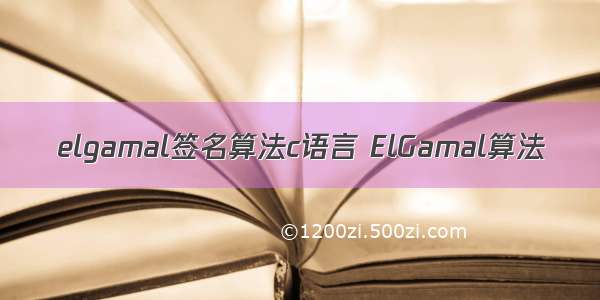 elgamal签名算法c语言 ElGamal算法