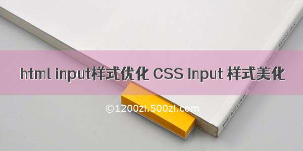 html input样式优化 CSS Input 样式美化