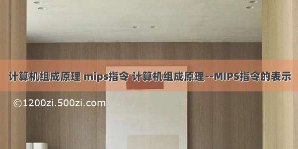 计算机组成原理 mips指令 计算机组成原理--MIPS指令的表示