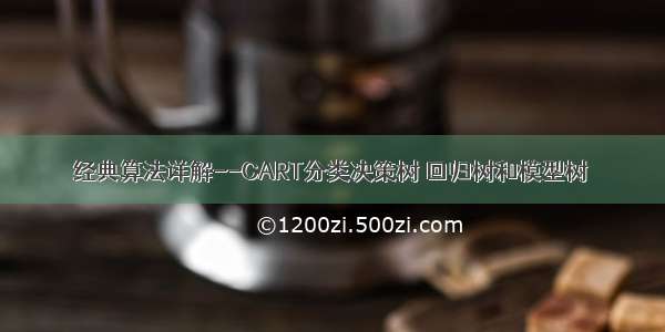 经典算法详解--CART分类决策树 回归树和模型树