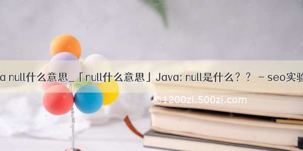 java null什么意思_「null什么意思」Java: null是什么？？ - seo实验室