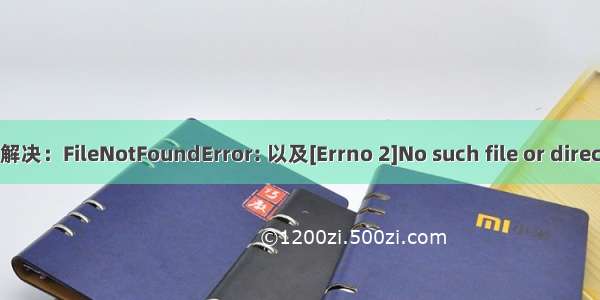 如何解决：FileNotFoundError: 以及[Errno 2]No such file or directory