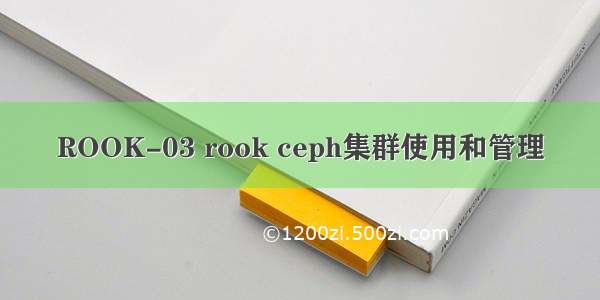 ROOK-03 rook ceph集群使用和管理