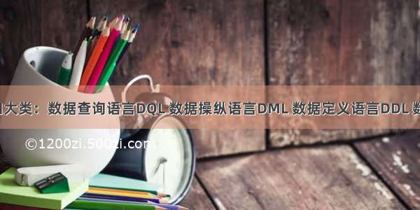 SQL语言共分为四大类：数据查询语言DQL 数据操纵语言DML 数据定义语言DDL 数据控制语言DCL。
