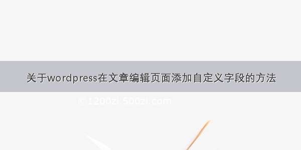 关于wordpress在文章编辑页面添加自定义字段的方法