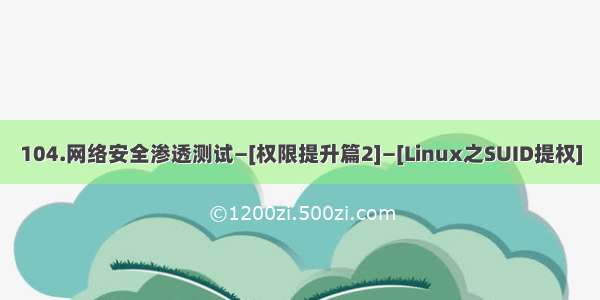 104.网络安全渗透测试—[权限提升篇2]—[Linux之SUID提权]