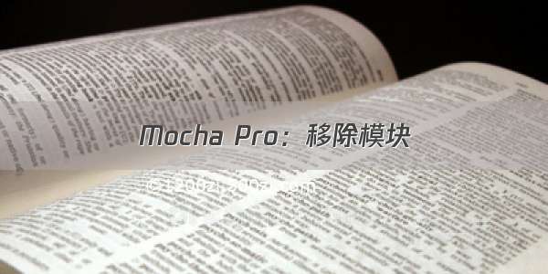 Mocha Pro：移除模块