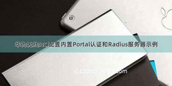 华为无线AC 配置内置Portal认证和Radius服务器示例