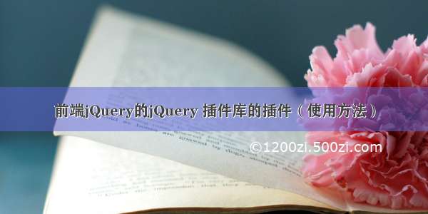 前端jQuery的jQuery 插件库的插件（使用方法）