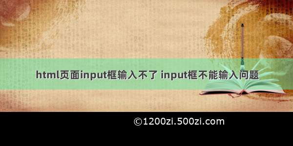 html页面input框输入不了 input框不能输入问题