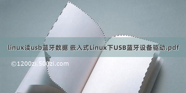 linux读usb蓝牙数据 嵌入式Linux下USB蓝牙设备驱动.pdf