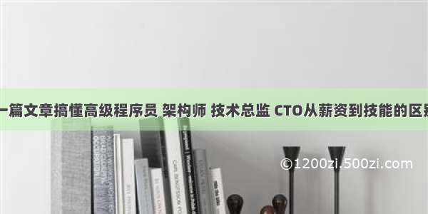 一篇文章搞懂高级程序员 架构师 技术总监 CTO从薪资到技能的区别