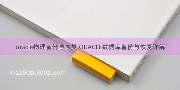 oracle物理备份与恢复 ORACLE数据库备份与恢复详解