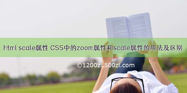 html scale属性 CSS中的zoom属性和scale属性的用法及区别