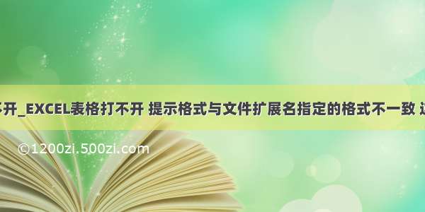 excel打不开_EXCEL表格打不开 提示格式与文件扩展名指定的格式不一致 这么做！...