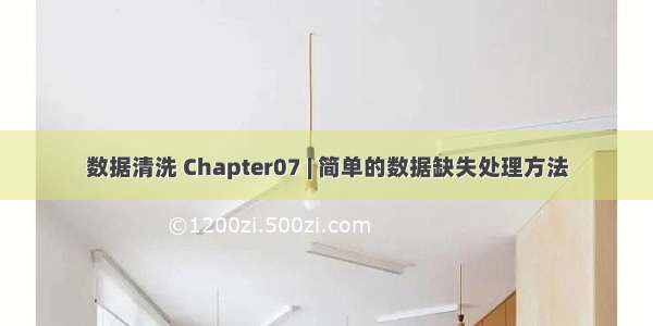 数据清洗 Chapter07 | 简单的数据缺失处理方法