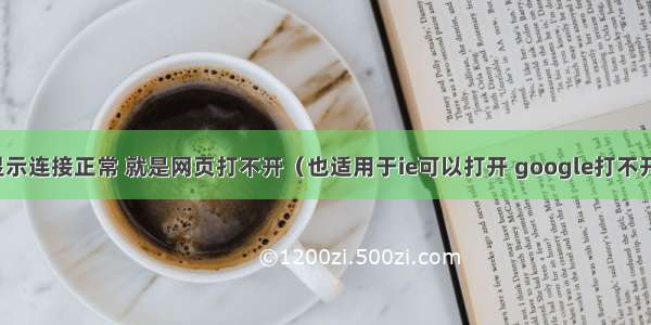 网络显示连接正常 就是网页打不开（也适用于ie可以打开 google打不开情况）