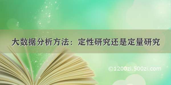 大数据分析方法：定性研究还是定量研究