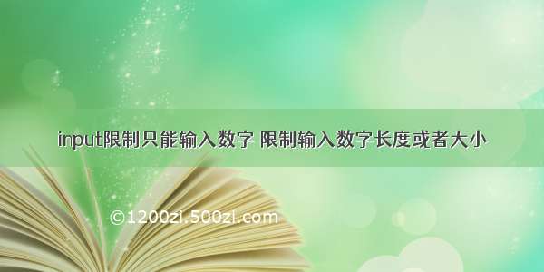 input限制只能输入数字 限制输入数字长度或者大小