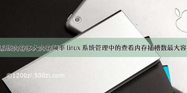 linux怎么看系统内存多大内存频率 linux 系统管理中的查看内存插槽数最大容量和频率...